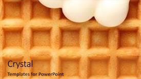  Presentation with waffles - Theme enhanced with belgian waffles with soft ice cream texture closeup background and a gold colored foreground