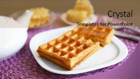  Presentation with waffles - PPT theme having belgic - breakfast with belgian waffles background and a gold colored foreground