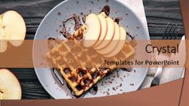  Presentation with syrup - Audience pleasing presentation consisting of belgic - delicious waffle with apple slices backdrop and a coral colored foreground