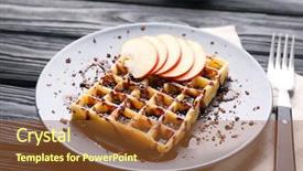  Presentation with kue waffle - Presentation featuring belgic - delicious waffle with apple slices background and a red colored foreground