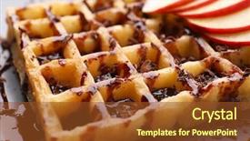  Presentation with kue waffle - Presentation theme consisting of belgic - delicious waffle with apple slices background and a tawny brown colored foreground