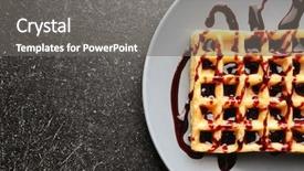  Presentation with orange and grey - Presentation theme consisting of belgic - delicious waffle with chocolate syrup background and a  colored foreground