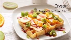 Presentation with white plate - Presentation consisting of belgic - delicious waffle with fruits background and a coral colored foreground
