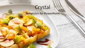  Presentation with white plate - Colorful presentation enhanced with belgic - delicious waffle with fruits backdrop and a coral colored foreground