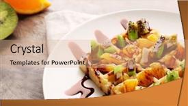  Presentation with delicious cakes pastry fruit - Slide set having belgic - delicious waffle with fruits background and a coral colored foreground