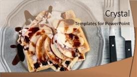  Presentation with waffles - PPT theme having belgic - delicious waffles with apple slices background and a coral colored foreground