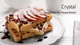  Presentation with syrup - Presentation theme featuring belgic - delicious waffles with apple slices background and a lemonade colored foreground