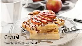  Presentation with waffles - Beautiful presentation design featuring belgic - delicious waffles with apple slices backdrop and a coral colored foreground
