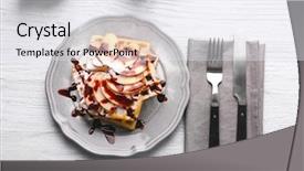  Presentation with waffles - Presentation design having belgic - delicious waffles with apple slices background and a white colored foreground