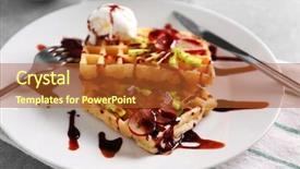  Presentation with dessert waffle ice cream and cake - Slide deck enhanced with belgic - delicious waffles with fruits ice-cream background and a red colored foreground