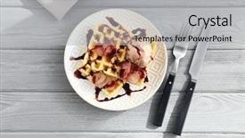  Presentation with gold award plaque or plate - Presentation theme with belgic - plate with delicious waffles background and a  colored foreground
