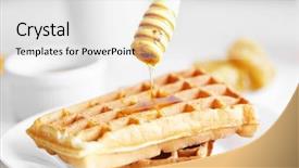 Presentation with waffles - Colorful theme enhanced with belgic - pouring honey on waffles backdrop and a light gray colored foreground