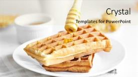  Presentation with waffles - Colorful PPT layouts enhanced with belgic - pouring honey on waffles backdrop and a lemonade colored foreground