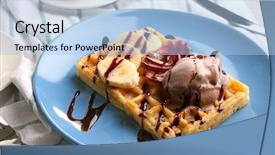  Presentation with ice cream - Presentation design featuring belgic - tasty waffle with delicious fruits background and a light blue colored foreground