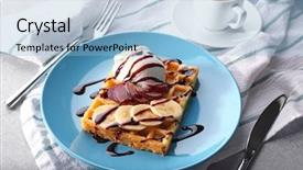  Presentation with ice cream - Beautiful slide set featuring belgic - tasty waffle with delicious fruits backdrop and a light blue colored foreground