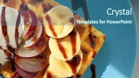  Presentation with dessert waffle ice cream and cake - Beautiful presentation design featuring belgic - tasty waffle with delicious fruits backdrop and a ocean colored foreground