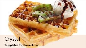  Presentation with dessert waffle ice cream and cake - Colorful slides enhanced with belgic - tasty waffles with delicious fruit backdrop and a yellow colored foreground