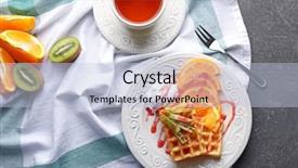  Presentation with ice cream - Audience pleasing presentation theme consisting of belgic - tasty waffles with delicious fruits backdrop and a light blue colored foreground