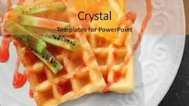  Presentation with dessert waffle ice cream and cake - Presentation theme consisting of belgic - tasty waffles with delicious fruits background and a gold colored foreground