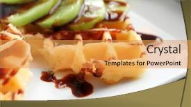  Presentation with belgian waffles fruits - Beautiful presentation theme featuring belgic - tasty waffles with delicious fruits backdrop and a gold colored foreground