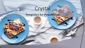  Presentation with dessert waffle ice cream and cake - Presentation design with belgic - tasty waffles with delicious fruits background and a light blue colored foreground