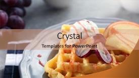  Presentation with dessert waffle ice cream and cake - Beautiful presentation theme featuring belgic - tasty waffles with delicious fruits backdrop and a  colored foreground