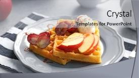  Presentation with ice cream - Beautiful PPT theme featuring belgic - tasty waffles with delicious fruits backdrop and a  colored foreground