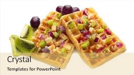  Presentation with belgian waffles fruits - Beautiful presentation design featuring belgic - tasty waffles with delicious fruits backdrop and a yellow colored foreground