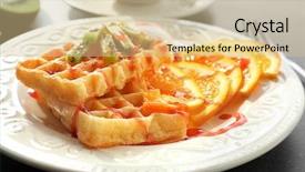  Presentation with dessert waffle ice cream and cake - Audience pleasing slide deck consisting of belgic - tasty waffles with delicious fruits backdrop and a soft green colored foreground
