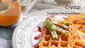  Presentation with syrup - Cool new slide deck with belgic - tasty waffles with delicious fruits backdrop and a coral colored foreground