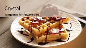  Presentation with dessert waffle ice cream and cake - Cool new slide set with belgic - tasty waffles with delicious grape backdrop and a  colored foreground