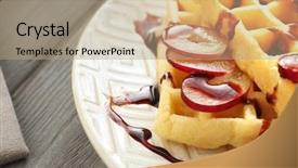  Presentation with grape juice - Presentation design enhanced with belgic - tasty waffles with delicious grape background and a  colored foreground