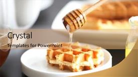  Presentation with waffles - PPT theme with belgic - tasty waffles with honey background and a coral colored foreground