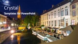  Presentation with belgium - Audience pleasing presentation theme consisting of belgium-brugge-night-cityscape-church backdrop and a navy blue colored foreground