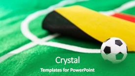  Presentation with green soccer field sport - Audience pleasing theme consisting of belgium flag and soccer ball backdrop and a  colored foreground