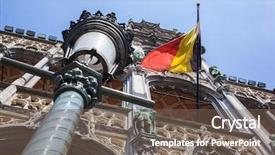  Presentation with brussels - PPT theme having belgium flag on grand place background and a violet colored foreground