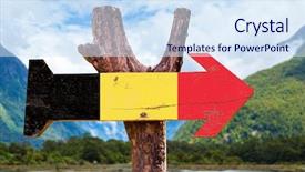  Presentation with belgium - Audience pleasing slide deck consisting of belgium-flag-wooden-sign backdrop and a sky blue colored foreground