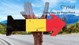  Presentation with belgium - Slide deck having belgium-flag-wooden-sign background and a light blue colored foreground