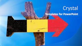  Presentation with belgium - PPT theme consisting of belgium-flag-wooden-sign background and a teal colored foreground