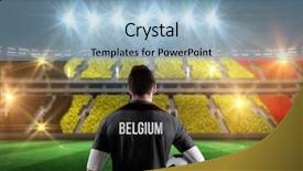  Presentation with football stadium - Slide deck having belgium football player holding ball background and a light blue colored foreground