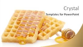  Presentation with waffles - Colorful presentation theme enhanced with belgium waffles with honey isolated on white backdrop and a white colored foreground