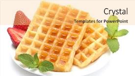  Presentation with waffles - Colorful PPT theme enhanced with belgium waffles with honey strawberries backdrop and a yellow colored foreground