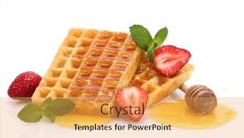  Presentation with waffles - Slide deck featuring belgium waffles with honey strawberries and mint isolated on white background and a yellow colored foreground
