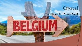  Presentation with belgium - Slide set with belgium-wooden-sign-with-road background and a  colored foreground