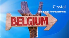  Presentation with belgium - PPT theme enhanced with belgium-wooden-sign-with-sky background and a cobalt blue colored foreground