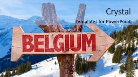  Presentation with belgium - Slide set with belgium-wooden-wooden-sign background and a light blue colored foreground