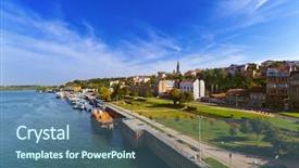  Presentation with free islamic architecture - PPT theme with belgrade serbia cityscape - architecture travel background and a ocean colored foreground
