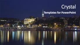  Presentation with europe - Presentation theme having belgrade view from the river sava serbia europe background and a navy blue colored foreground
