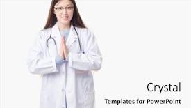  Presentation with praying hands - Beautiful PPT layouts featuring belief - young chinese doctor woman backdrop and a white colored foreground
