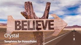  Presentation with believe - Presentation with believe direction sign with road background and a tawny brown colored foreground